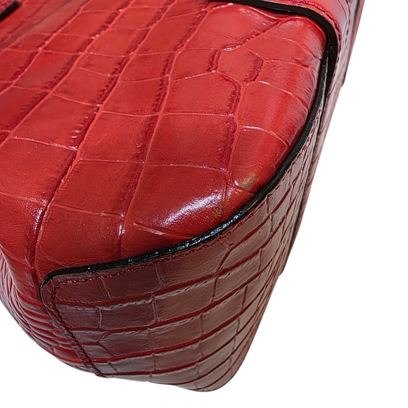 Kate Spade New York Stevie Carlsbad Red Croc-Embossed Leather Satchel -$350 MSRP - Picture 8 of 8